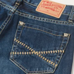 1014 Fit Semi-Destructed Wash Jeans-Stetson Discount