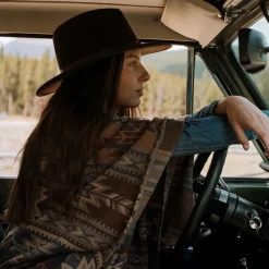 Aztec Print Sweater Poncho-Stetson Best