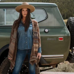 Aztec Print Sweater Poncho-Stetson Best