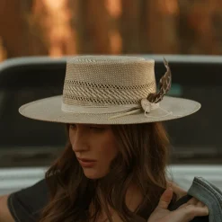 Batterson Straw Flat Brim Hat-Stetson Hot