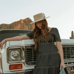 Batterson Straw Flat Brim Hat-Stetson Discount