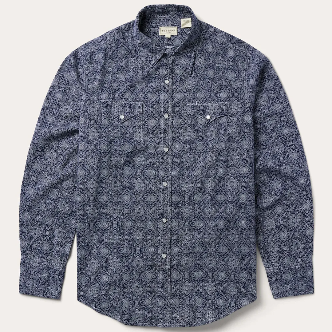 Medallion Print Western Shirt-Stetson Discount