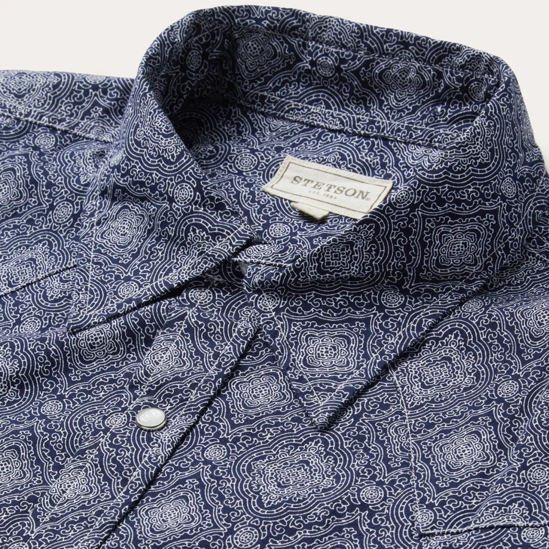 Medallion Print Western Shirt-Stetson Discount