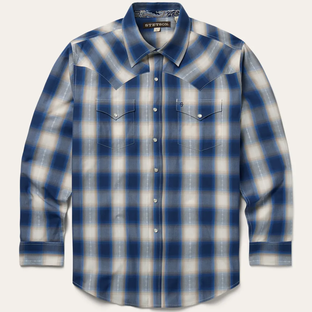 Ombre Plaid Western Shirt-Stetson
