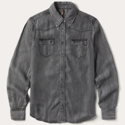 Boyfriend Fit Button Denim Tencel Blouse-Stetson Hot