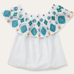 Bright Schiffli Embroidered Cotton Lawn Top-Stetson Discount