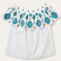 Bright Schiffli Embroidered Cotton Lawn Top-Stetson Discount