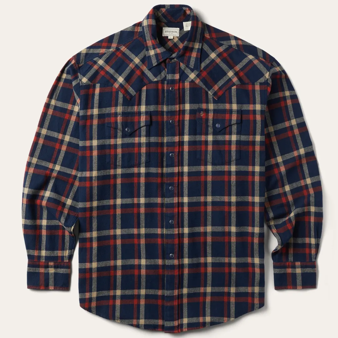 Brushed Twill Plaid Shirt-Stetson Discount
