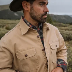 Camel Stretch Canvas Shirt Jacket-Stetson Clearance