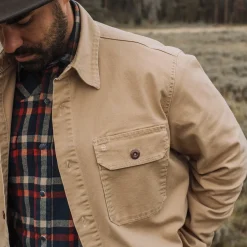 Camel Stretch Canvas Shirt Jacket-Stetson Clearance