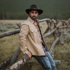 Camel Stretch Canvas Shirt Jacket-Stetson Clearance