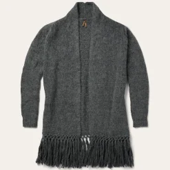 Charcoal Fringed Cardigan-Stetson Sale