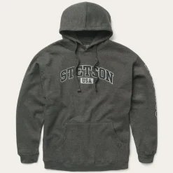 Charcoal Heather Fleece Hooded Sweatshirt-Stetson New