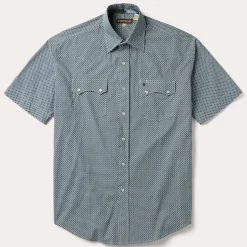 Circle Diamond Print Short Sleeve Western Shirt-Stetson Online