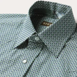 Circle Diamond Print Short Sleeve Western Shirt-Stetson Online