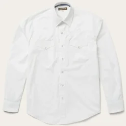 Classic Solid Snap Poplin Shirt In Optic-Stetson Sale