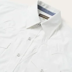 Classic Solid Snap Poplin Shirt In Optic-Stetson Sale