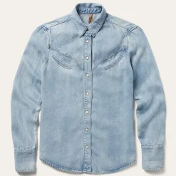 Curved Yoke Western Denim Top-Stetson Clearance