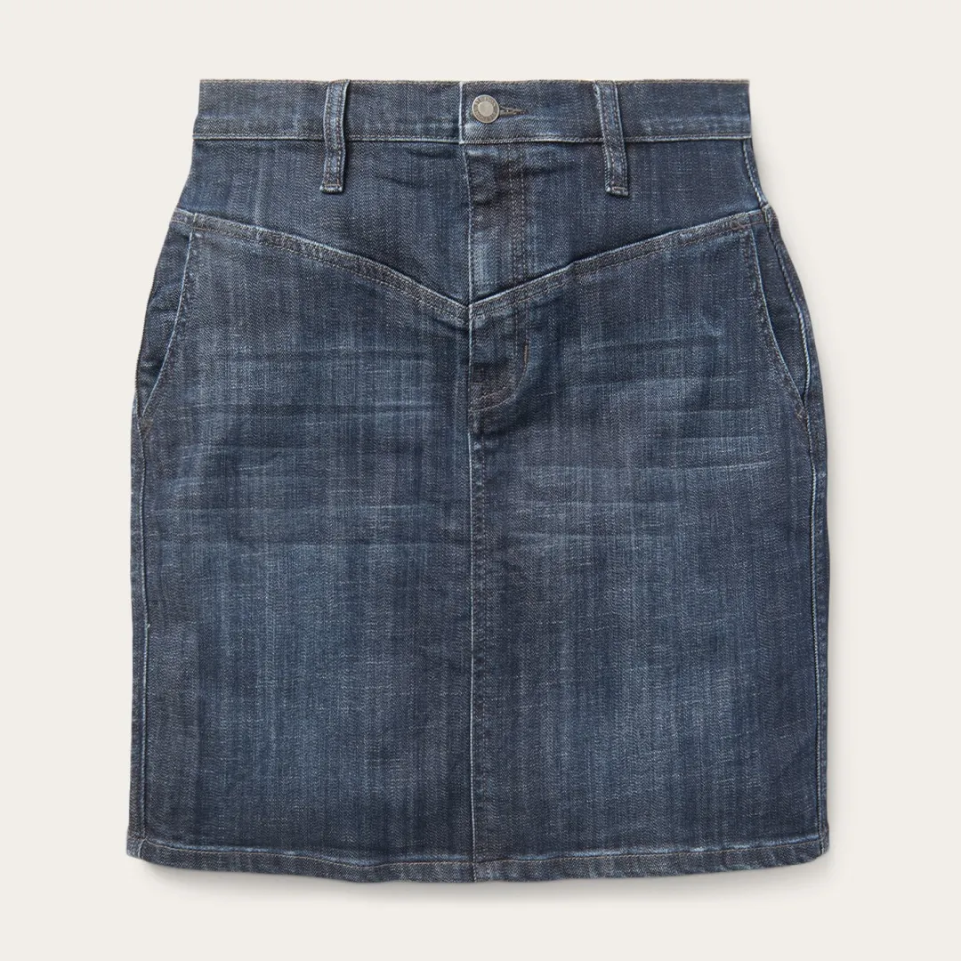 Dark Denim 5-Pocket Skirt-Stetson Discount