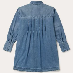 Denim Button Front Shirt Dress-Stetson Clearance