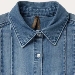 Denim Button Front Shirt Dress-Stetson Clearance