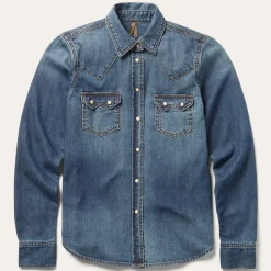 Distressed Denim Shirt-Stetson Online