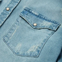 Distressed Denim Western Shirt-Stetson Online