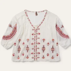 Dobby Peasant Blouse-Stetson Outlet