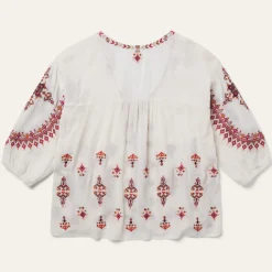 Dobby Peasant Blouse-Stetson Outlet