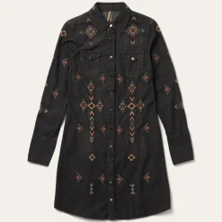 Embroidered Denim Shirt Dress-Stetson Discount