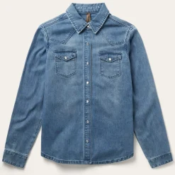 Embroidered Boyfriend Fit Denim Shirt-Stetson Sale