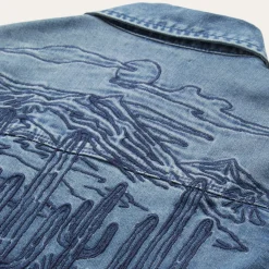 Embroidered Boyfriend Fit Denim Shirt-Stetson Sale