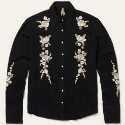 Embroidered Crepe Western Shirt-Stetson Discount