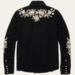 Embroidered Crepe Western Shirt-Stetson Discount