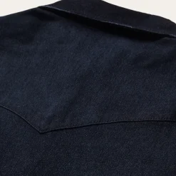 Embroidered Dark Denim Snap Front Blouse-Stetson Discount