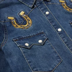 Embroidered Dark Denim Western Shirt-Stetson Outlet