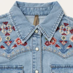 Embroidered Denim Shirt Dress-Stetson New