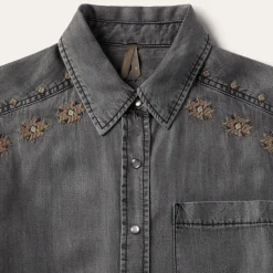 Embroidered Snap Front Shirt Dress-Stetson Discount