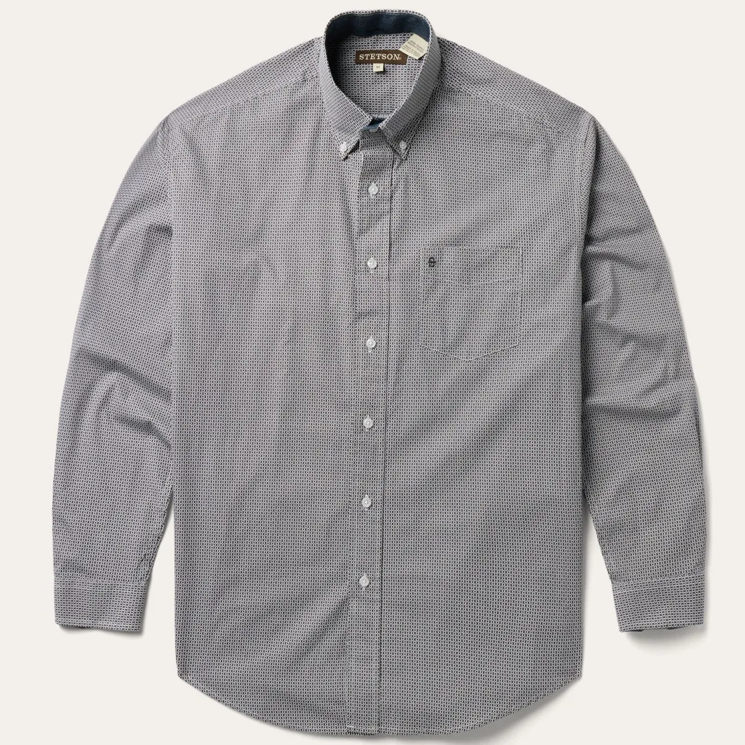 Geo Print Button Front Shirt-Stetson Hot