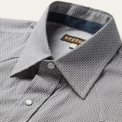 Geo Print Western Shirt-Stetson Hot