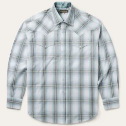 Sky Ombre Plaid Western Shirt-Stetson New