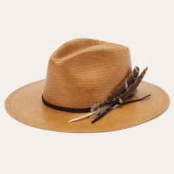 Juno Shantung Straw Fedora-Stetson Outlet