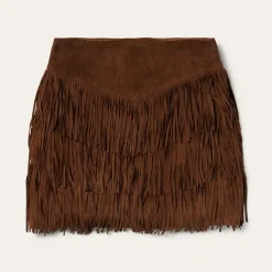 Lamb Suede Fringe Mini Skirt-Stetson