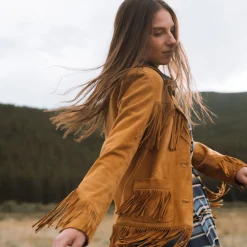 Lamb Suede Fringed Jacket-Stetson Sale