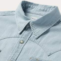 Light Denim Western Shirt-Stetson Sale