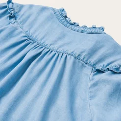 Lightweight Denim Peasant Blouse-Stetson Clearance