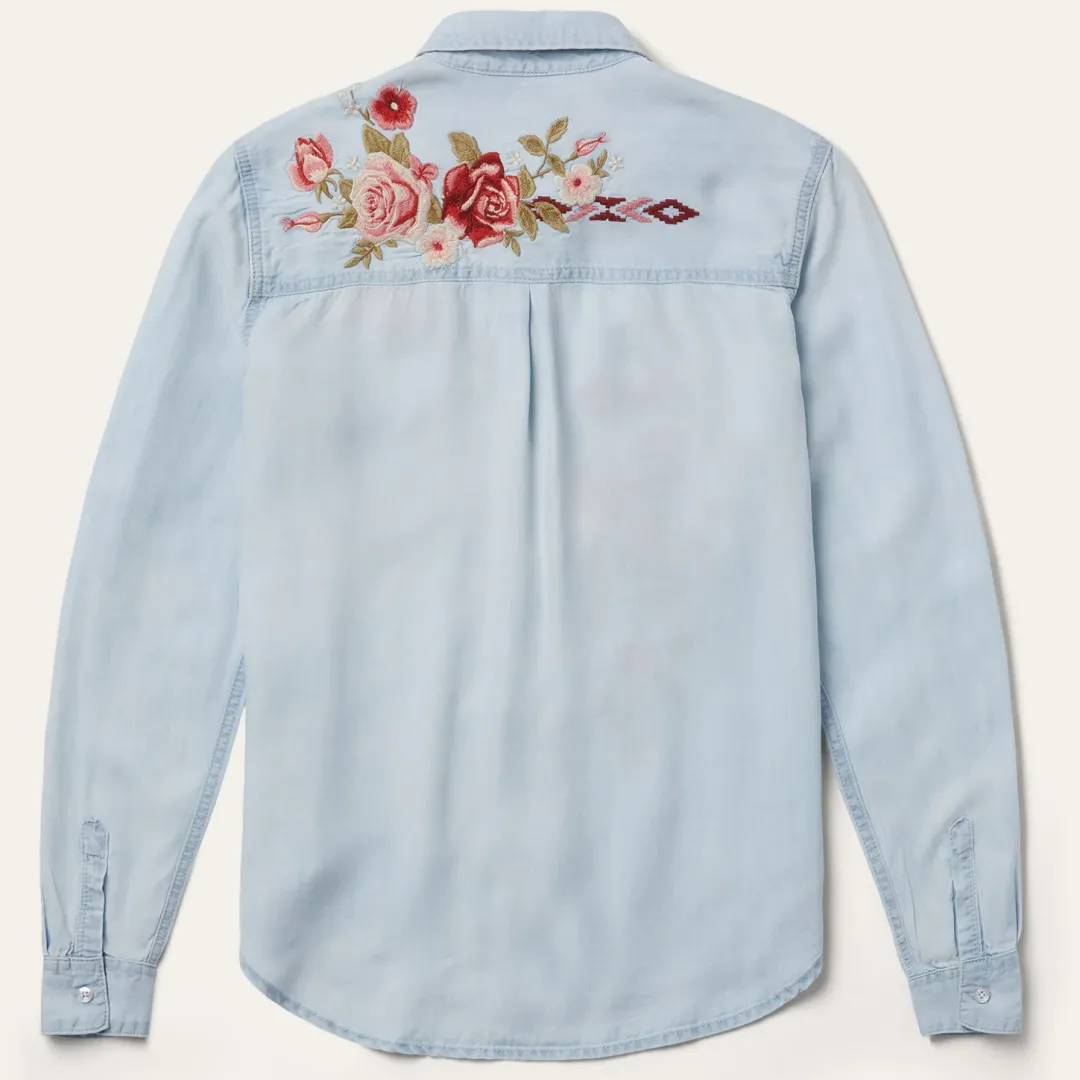 Long-Sleeved Embroidered Blouse-Stetson Discount