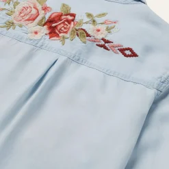 Long-Sleeved Embroidered Blouse-Stetson Discount