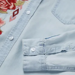 Long-Sleeved Embroidered Blouse-Stetson Discount