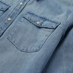 Loose Fit Denim Snap-Front Shirt-Stetson Best